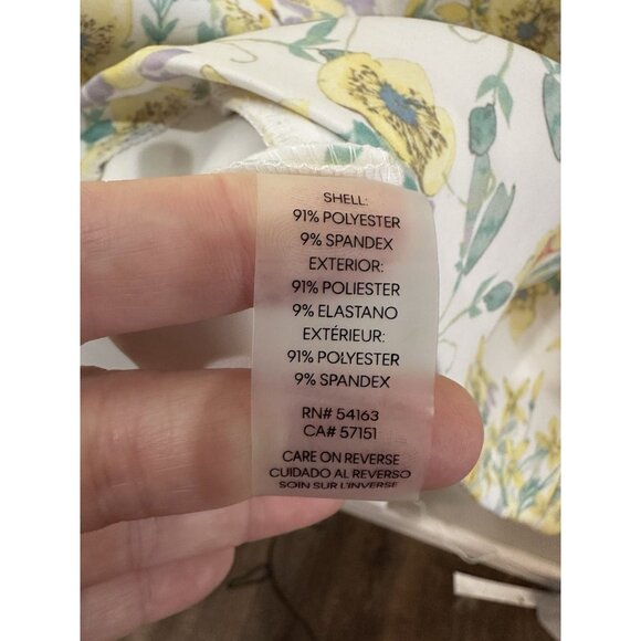 Calvin Klein Sheath Scuba Dress Size 4 White Yellow Floral Work Career Event - Picture 5 of 8